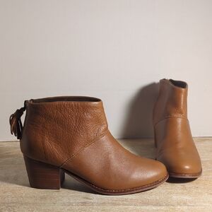 Toms Carpe Diem Cognac Leather Ankle Booties with Tassel Zip US 7.5